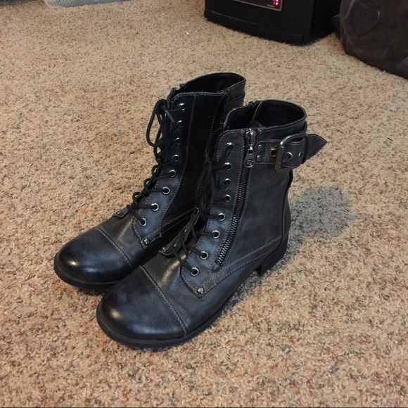 Black combat boots