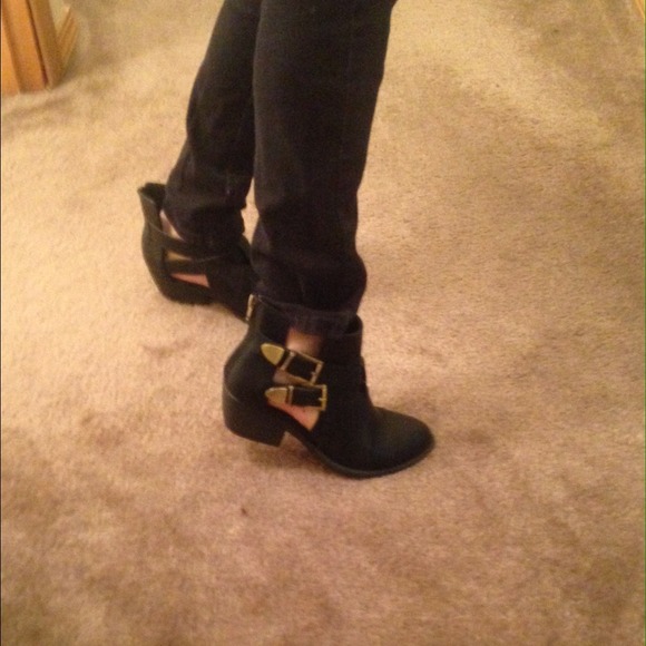 Black cut out ankle boot