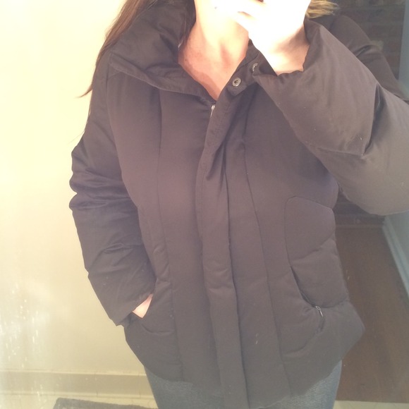 Calvin Klein warm down jacket faux fur trim EUC