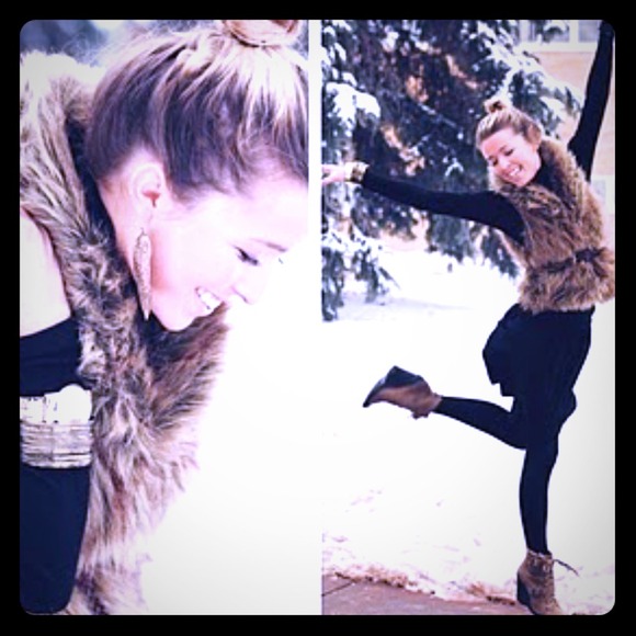 Brown faux fur vest