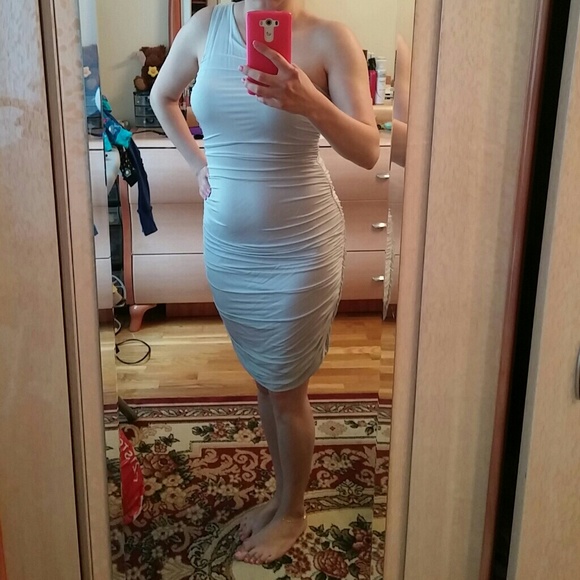 One shoulder rouched dress