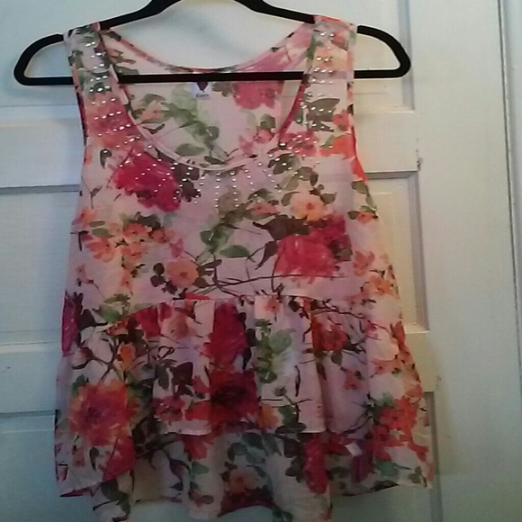 Pink floral tank top