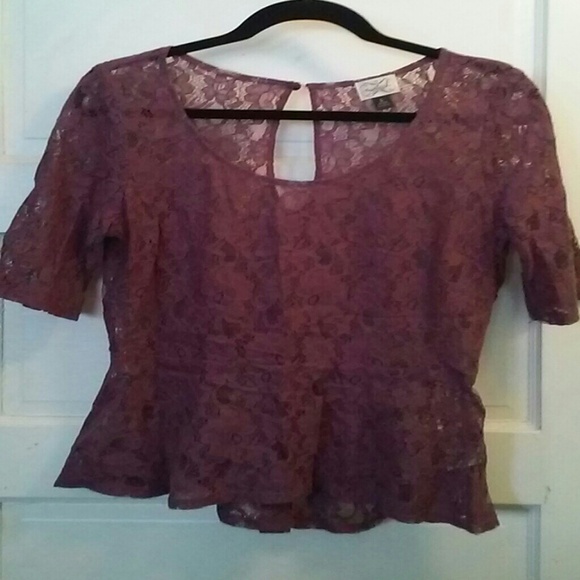Burgundy sheer lace top