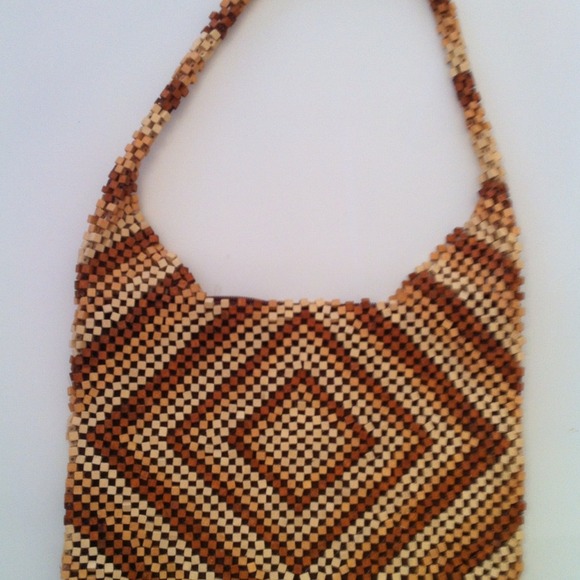 A vintage inspired wood beaded Boho purse. - Picture 1 of 3