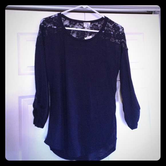 Navy blue 3/4 length sleeve top - Picture 1 of 1