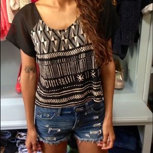 Tribal print crop top and Aztec shorts!!