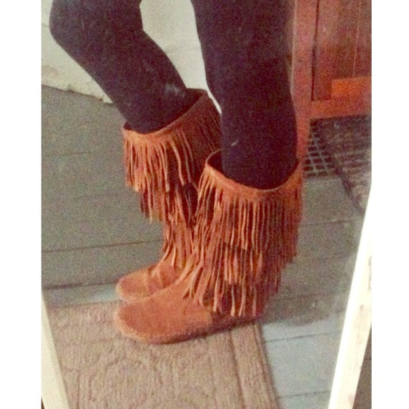 Fringed midcalf boots