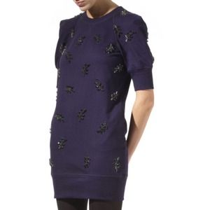 Markus Lupfer blue beaded sweater dress xs