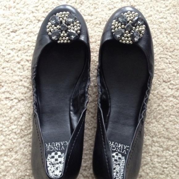 Black Leather Vince Camuto Flats