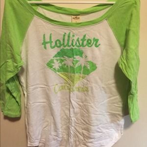 Hollister L 3/4 raglan tee neon green