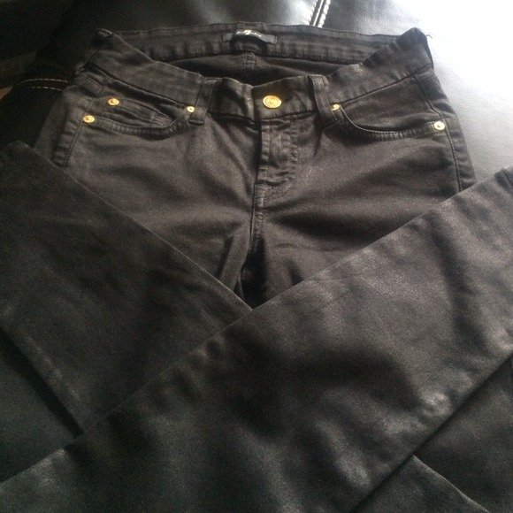 7 black shimmer skinny jeans