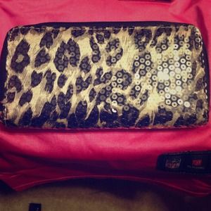 Zebra printed sequin wallet