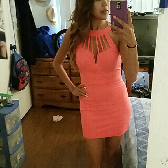 Neon coral dress