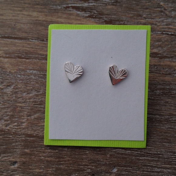 Sterling silver heart stud earrings