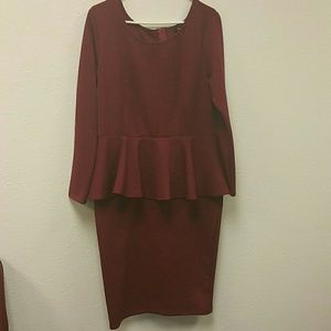 Burgundy peplum dress