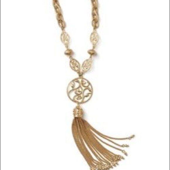 Lia Sophia dress for success gold tassel necklace