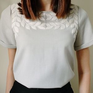Madewell ivory embroidered tee