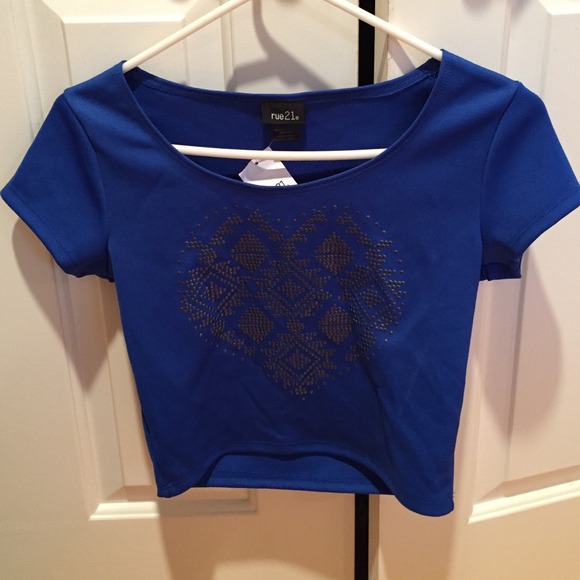 Blue heart printed half top - Picture 2 of 2