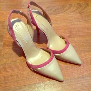 BCBG Max Azaria Stiletto Suede & Leather Heels 6