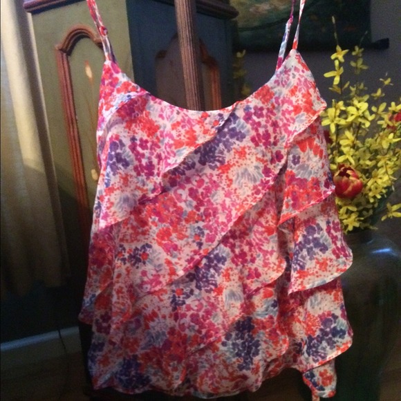 Colorful ruffle tank top