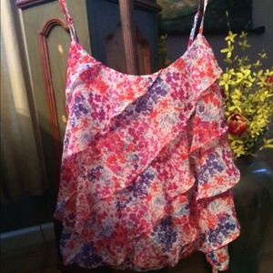 Colorful ruffle tank top