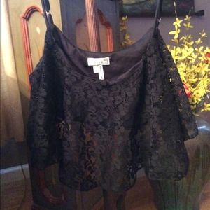 Black lace crop top