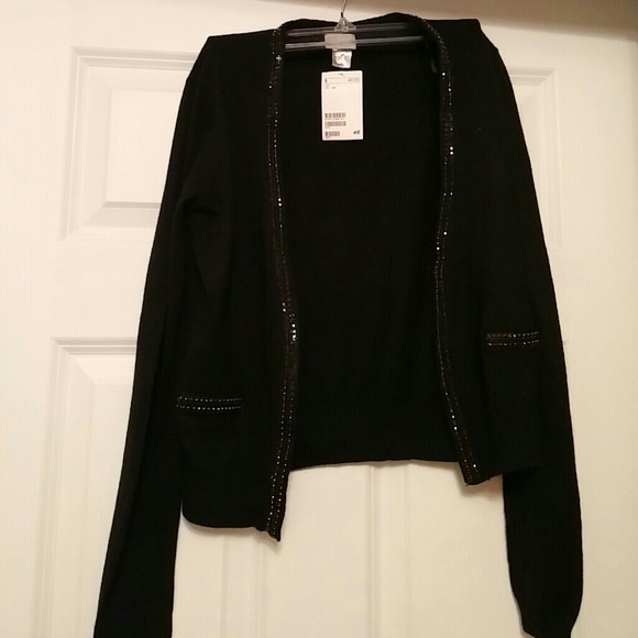 NWT Black beaded cardigan