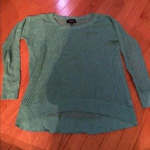 Mesh design teal sweater
