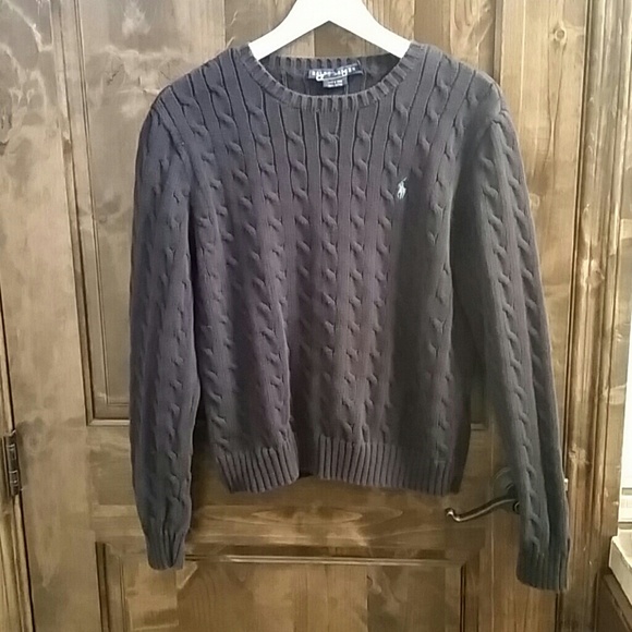 Navy Black Cable Knit Ralph Lauren Pullover