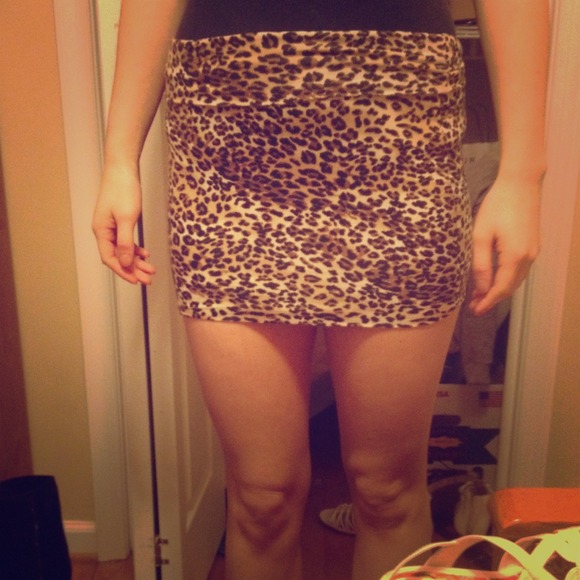 Wet seal leopard print pencil skirt.