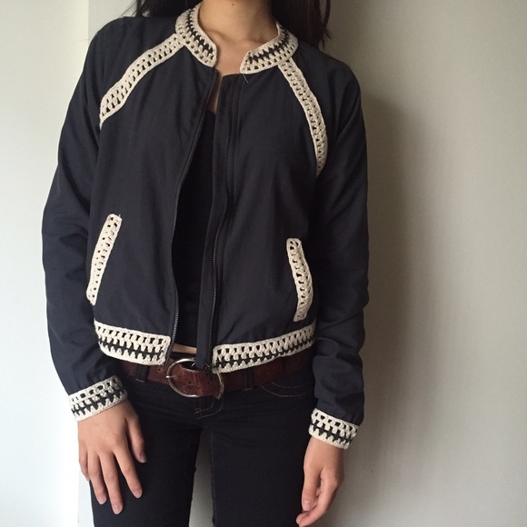 Free People Jackets & Blazers - Host Pick!! Free People Blue Crochet Bomber Jacket Free People Jackets & Blazers - Host Pick!! Free People Blue Crochet Bomber Jacket