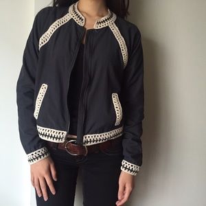 Free People Jackets & Coats - Host Pick!! Free People Blue Crochet Bomber Jacket Free People Jackets & Coats - Host Pick!! Free People Blue Crochet Bomber Jacket