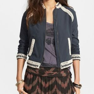 Free People Jackets & Coats - Host Pick!! Free People Blue Crochet Bomber Jacket Free People Jackets & Coats - Host Pick!! Free People Blue Crochet Bomber Jacket