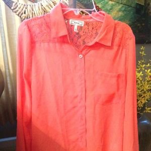 Coral button up shirt