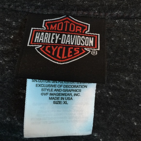 Harley Davidson Heather Gray Henley Top - Picture 4 of 4