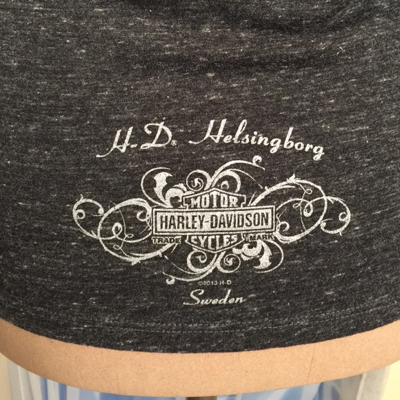 Harley Davidson Heather Gray Henley Top - Picture 3 of 4