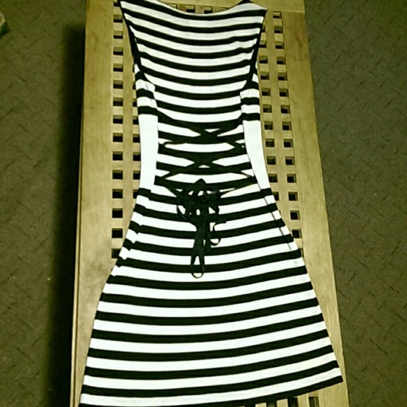 Striped black and white dress.