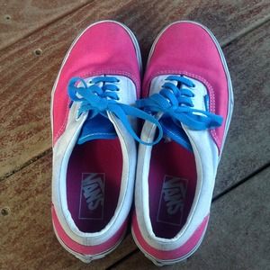 Pink, white and blue classic vans size 8