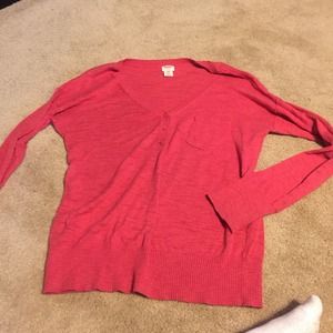 Half button coral sweater.
