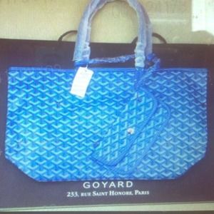 Blue chevron printed St. Louis gm tote