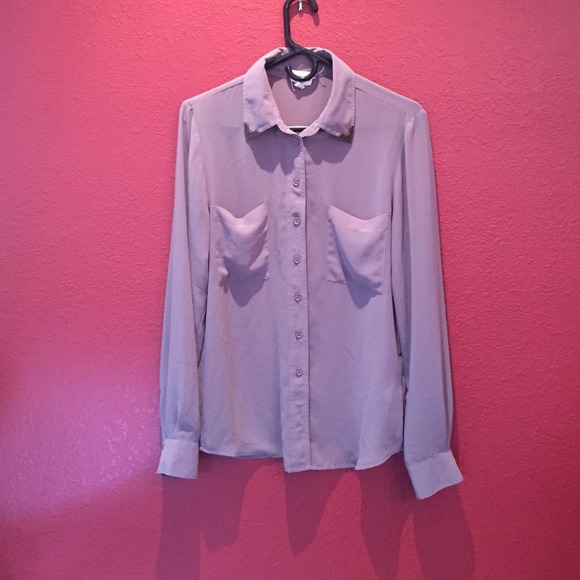 Taupe chiffon collared shirt - Picture 1 of 2