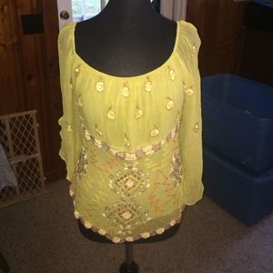 **SOLD** Boston Proper yellow embellished top!