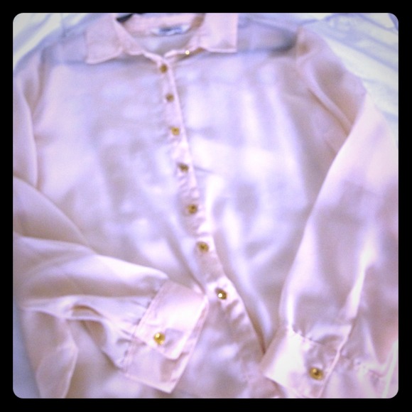 Peach sheer blouse top with heart cut outs on back