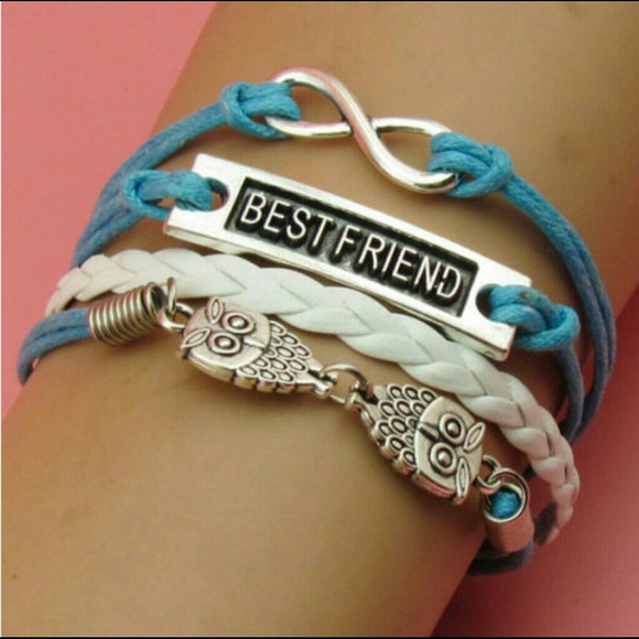 Infinity bracelet best friend blue and white owl - Picture 1 of 1