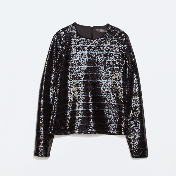 Zara sequins long sleeves top - Picture 2 of 4