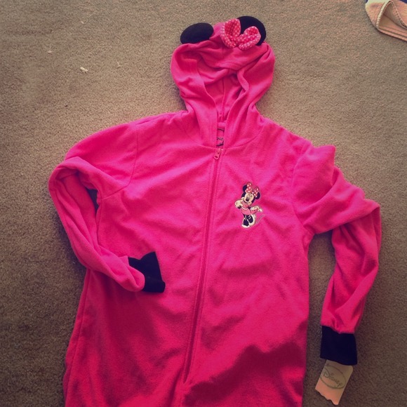 Hot pink Minnie Mouse footsie pajamas