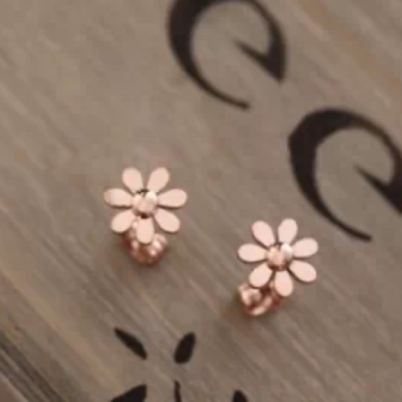 New gold flower shaped stud earrings