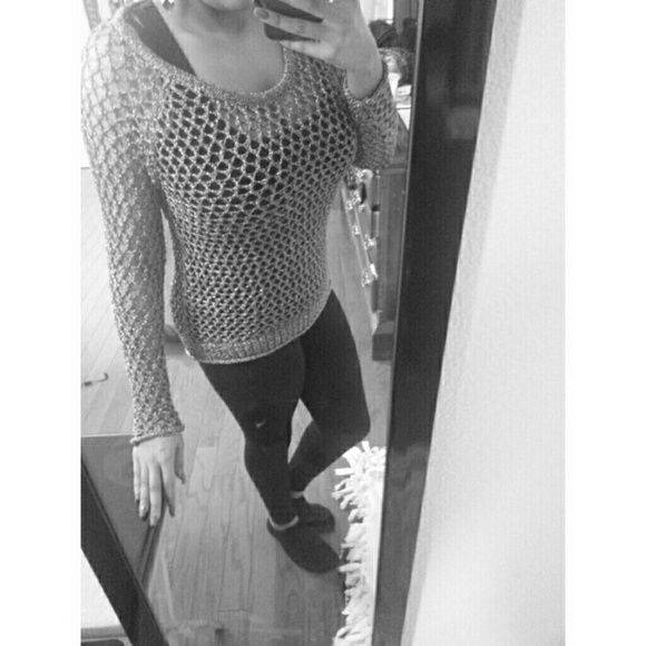 Long sleeve grey see through top