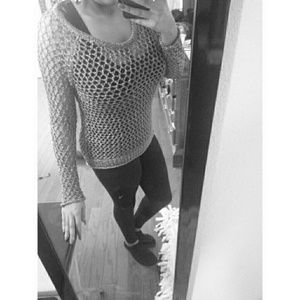 Long sleeve grey see through top