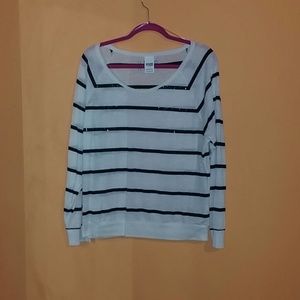 Striped sequin long sleeve shirt